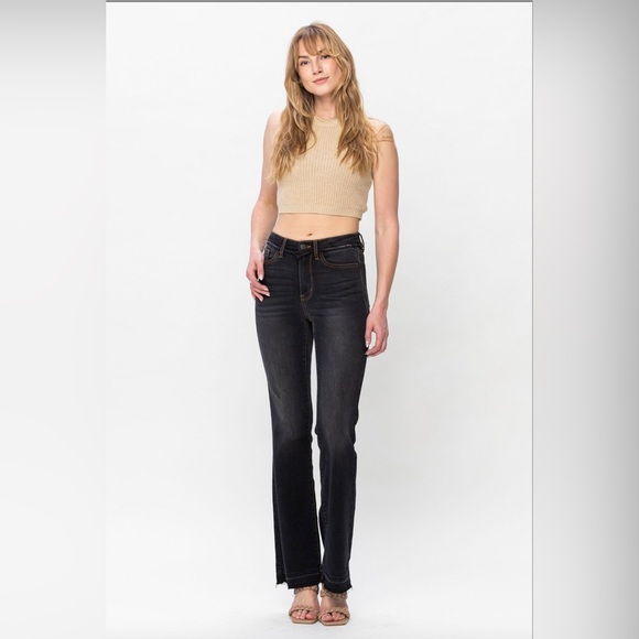 Judy Blue Release Hem Slim Bootcut Jeans High Rise Vintage Black Size 26 - Picture 1 of 16